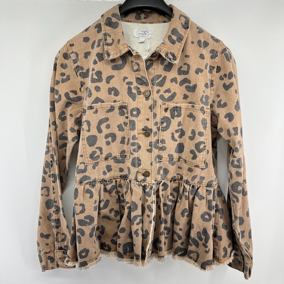 Mud pie Sz Large Leopard Peplum Jacket NWT - Picture 3 of 11